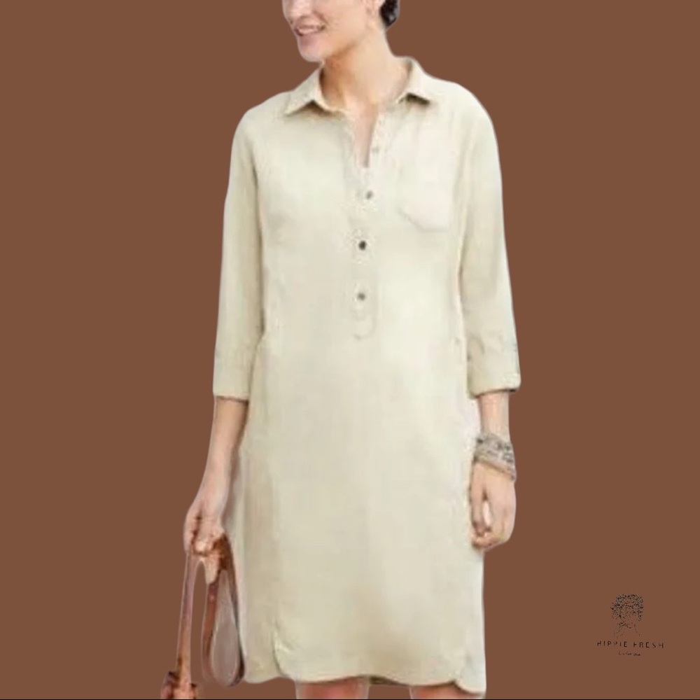 J. Jill “Live in Chino” Shirt Dress Khaki Size 12